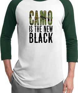 Mens Funny Shirt Camo is the New Black Raglan Tee T-Shirt