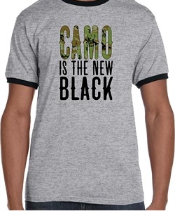 Mens Funny Shirt Camo is the New Black Ringer Tee T-Shirt