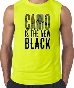Mens Funny Shirt Camo is the New Black Sleeveless Tee T-Shirt