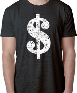 Mens Funny Shirt Distressed Dollar Sign Burnout Tee T-Shirt