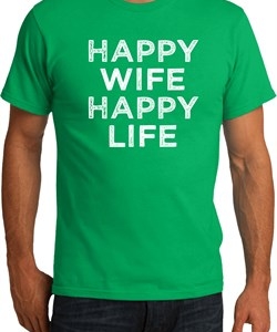 Mens Funny Shirt Happy Wife Happy Life Organic Tee T-Shirt