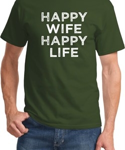 Mens Funny Shirt Happy Wife Happy Life Tee T-Shirt