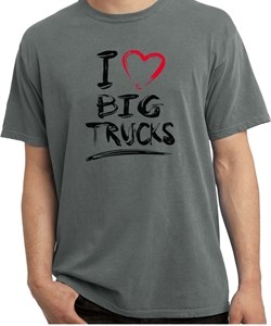 Mens Funny Shirt I Love Big Trucks Pigment Dyed Tee T-Shirt