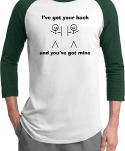 Mens Funny Shirt I've Got Your Back Raglan Tee T-Shirt