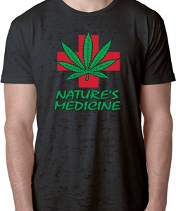 Mens Funny Shirt Natures Medicine Burnout Tee T-Shirt