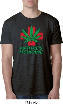 Mens Funny Shirt Natures Medicine Burnout Tee T-Shirt