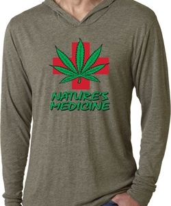 Mens Funny Shirt Natures Medicine Lightweight Hoodie Tee T-Shirt