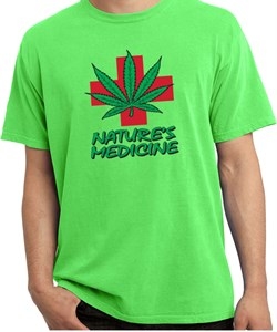 Mens Funny Shirt Natures Medicine Pigment Dyed Tee T-Shirt