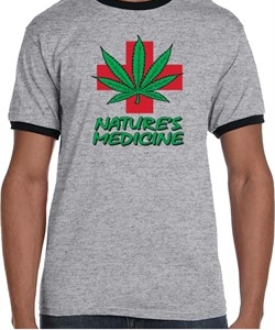 Mens Funny Shirt Natures Medicine Ringer Tee T-Shirt
