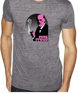 Mens Funny Shirt Pink Freud Burnout Tee T-Shirt