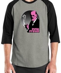 Mens Funny Shirt Pink Freud Raglan Tee T-Shirt
