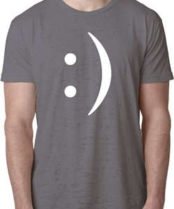 Mens Funny Shirt Smiley Chat Face Burnout Tee T-Shirt