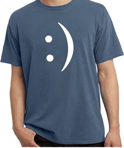 Mens Funny Shirt Smiley Chat Face Pigment Dyed Tee T-Shirt