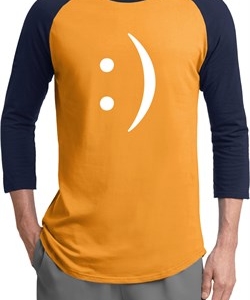 Mens Funny Shirt Smiley Chat Face Raglan Tee T-Shirt