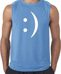 Mens Funny Shirt Smiley Chat Face Sleeveless Tee T-Shirt