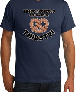 Mens Funny Shirt Thirsty Pretzels Organic Tee T-Shirt