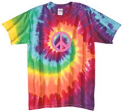 Pink Peace Retro Swirl Tie Dye Adult Unisex Size T-shirt Tee Shirt