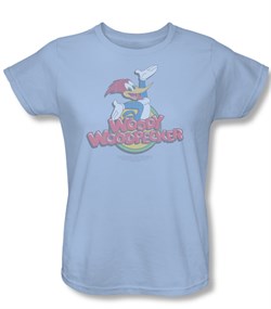 Woody Woodpecker Ladies Shirt Retro Fade Light Blue Tee T-Shirt