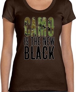 Ladies Funny Shirt Camo is the New Black Scoop Neck Tee T-Shirt