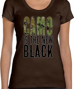 Ladies Funny Shirt Camo is the New Black Scoop Neck Tee T-Shirt