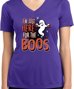 Ladies Halloween Tee I'm Here for the Boos Dry Wicking V-neck