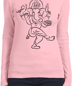 Ladies Yoga Tee Black Sketch Ganesha Long Sleeve