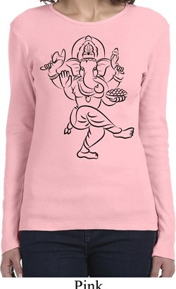 Ladies Yoga Tee Black Sketch Ganesha Long Sleeve