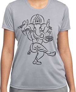 Ladies Yoga Tee Black Sketch Ganesha Moisture Wicking T-shirt