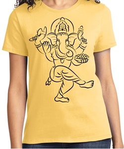 Ladies Yoga Tee Black Sketch Ganesha T-shirt