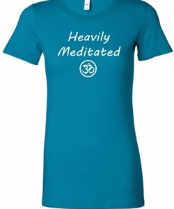 Ladies Yoga Tee Heavily Meditated with OM Longer Length Shirt