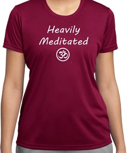 Ladies Yoga Tee Heavily Meditated with OM Moisture Wicking T-shirt