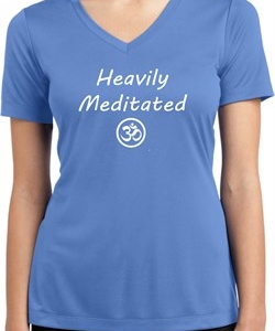 Ladies Yoga Tee Heavily Meditated with OM Moisture Wicking V-neck