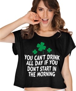 St Patricks Day Drink All Day Ladies Boxy Tee