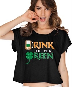 St Patricks Day Drink Til Yer Green Ladies Boxy Tee