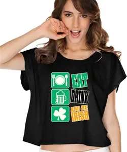 St Patricks Day Eat Drink Be Irish Ladies Boxy Tee