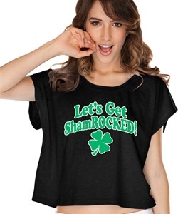 St Patricks Day Lets Get Shamrocked Ladies Boxy Tee