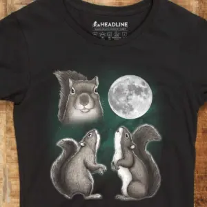 Three Squirrel Moon Women's 100% Cotton T-Shirt