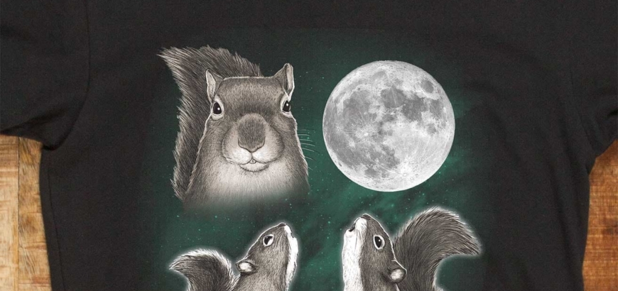 Three Squirrel Moon Women's 100% Cotton T-Shirt