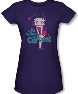 Betty Boop Juniors T-shirt Curves Purple Tee