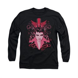 Elvis Presley Shirt Face It Pink Long Sleeve Black Tee T-Shirt