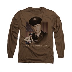 Elvis Presley Shirt GI Uniform Long Sleeve Coffee Tee T-Shirt