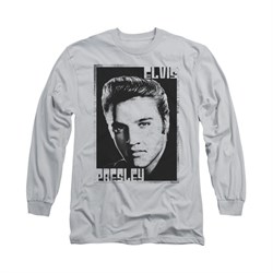 Elvis Presley Shirt Graphic Portrait Long Sleeve Silver Tee T-Shirt