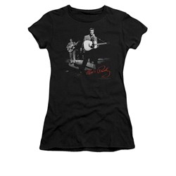 Elvis Presley Shirt Juniors In The Spot Light Guitar Black T-Shirt
