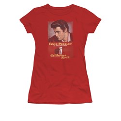 Elvis Presley Shirt Juniors Jailhouse Rocker Poster Red T-Shirt