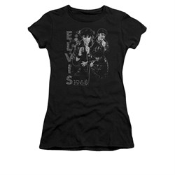 Elvis Presley Shirt Juniors Leathered 68 Black T-Shirt