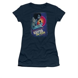 Elvis Presley Shirt Juniors On Tour Poster Navy T-Shirt