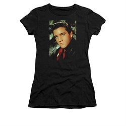 Elvis Presley Shirt Juniors Red Scarf Black T-Shirt