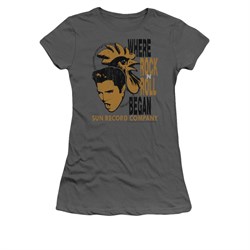 Elvis Presley Shirt Juniors Rooster Charcoal T-Shirt