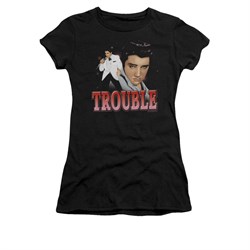 Elvis Presley Shirt Juniors Trouble In A White Suit Black T-Shirt
