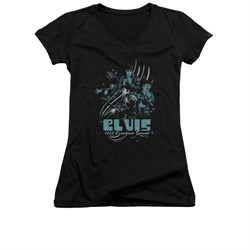 Elvis Presley Shirt Juniors V Neck 68 Leather Charcoal T-Shirt